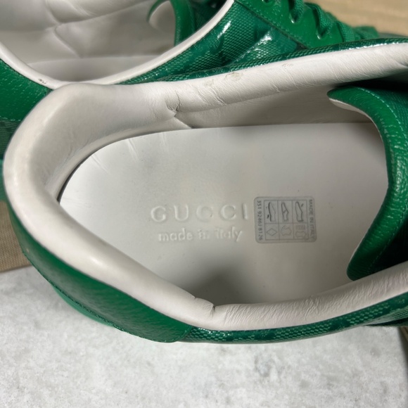 Gucci ACE GG Green Crystal coated canvas trainers. - Picture 7 of 15